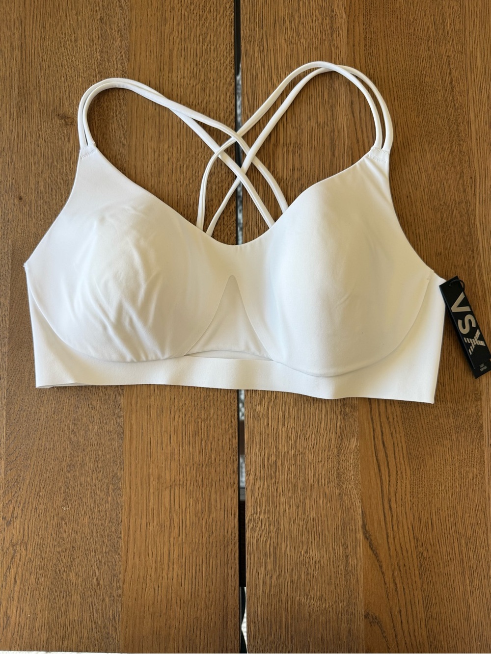 VSX White Crisscross Wireless Molded Sports Bra